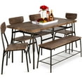 thumbnail image 1 of Best Choice Products 6-Piece 55in Modern Home Dining Set w/ Storage Racks, Rectangular Table, Bench, 4 Chairs - Brown, 1 of 7