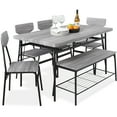 thumbnail image 1 of Best Choice Products 6-Piece 55in Modern Home Dining Set w/ Storage Racks, Rectangular Table, Bench, 4 Chairs - Gray, 1 of 7