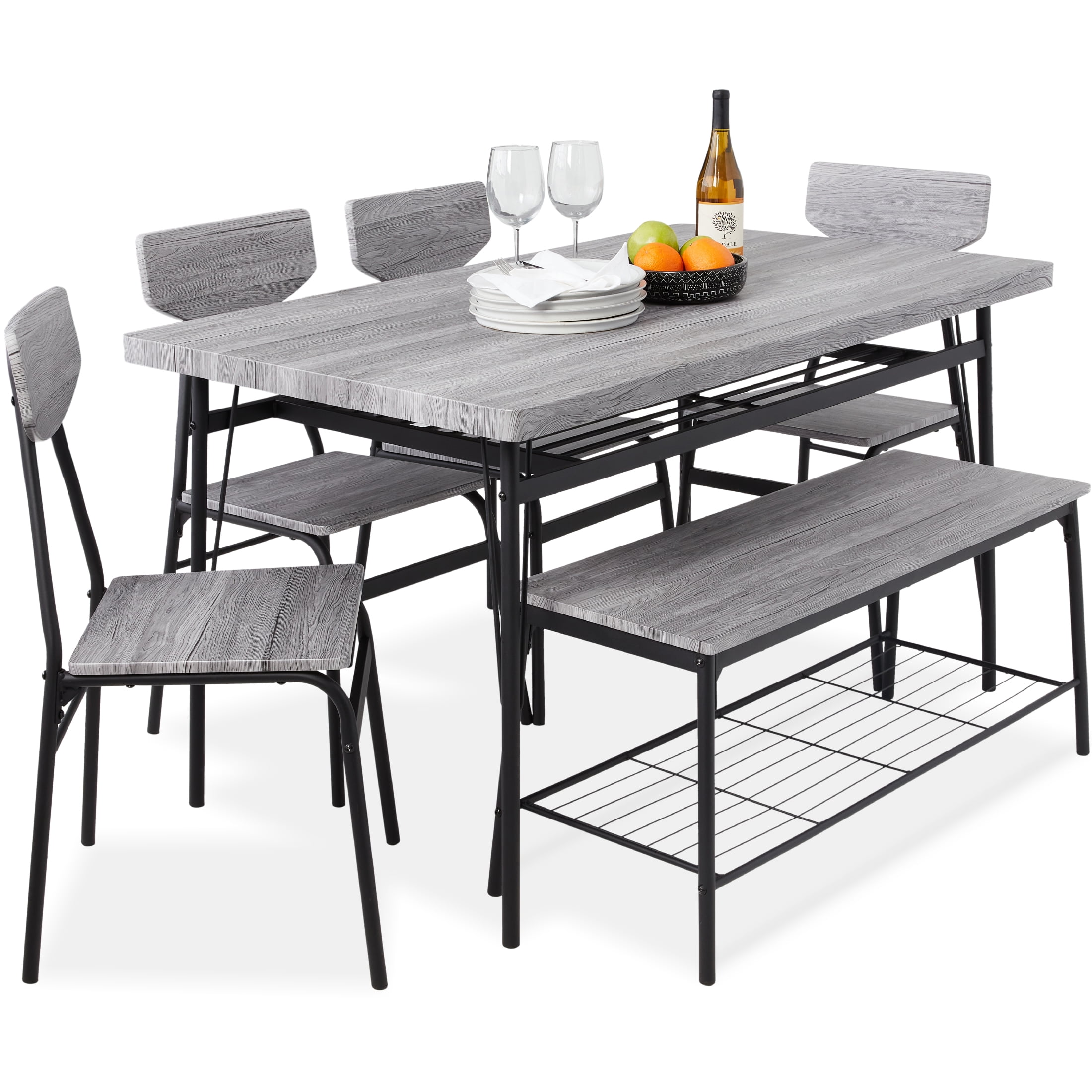 Best Choice Modern 6-Piece Kitchen Room Dinette w/ Storage Racks, Table ...