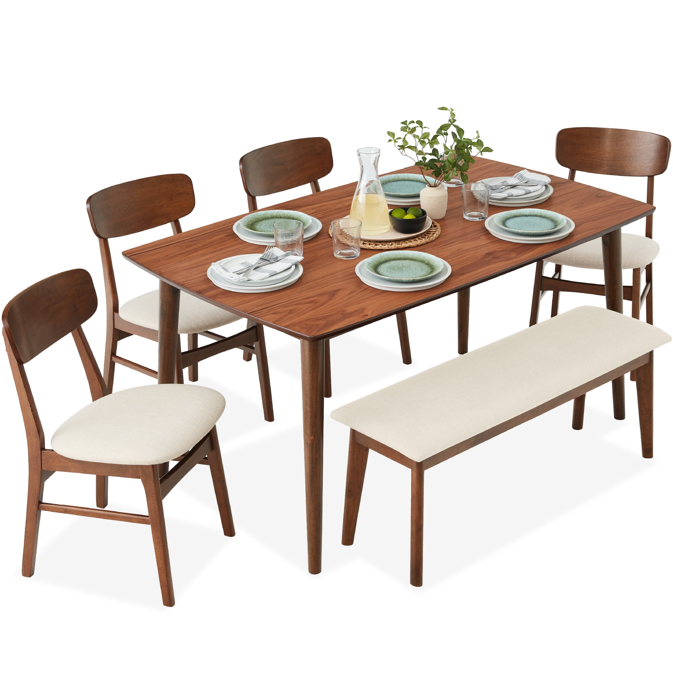 Best Choice Products 6Piece MidCentury Modern Dining Set, Upholstered