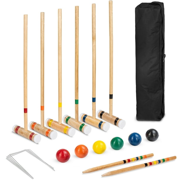 Best Choice Products 6Player 32in Wood Croquet Set w/ 6 Mallets, 6