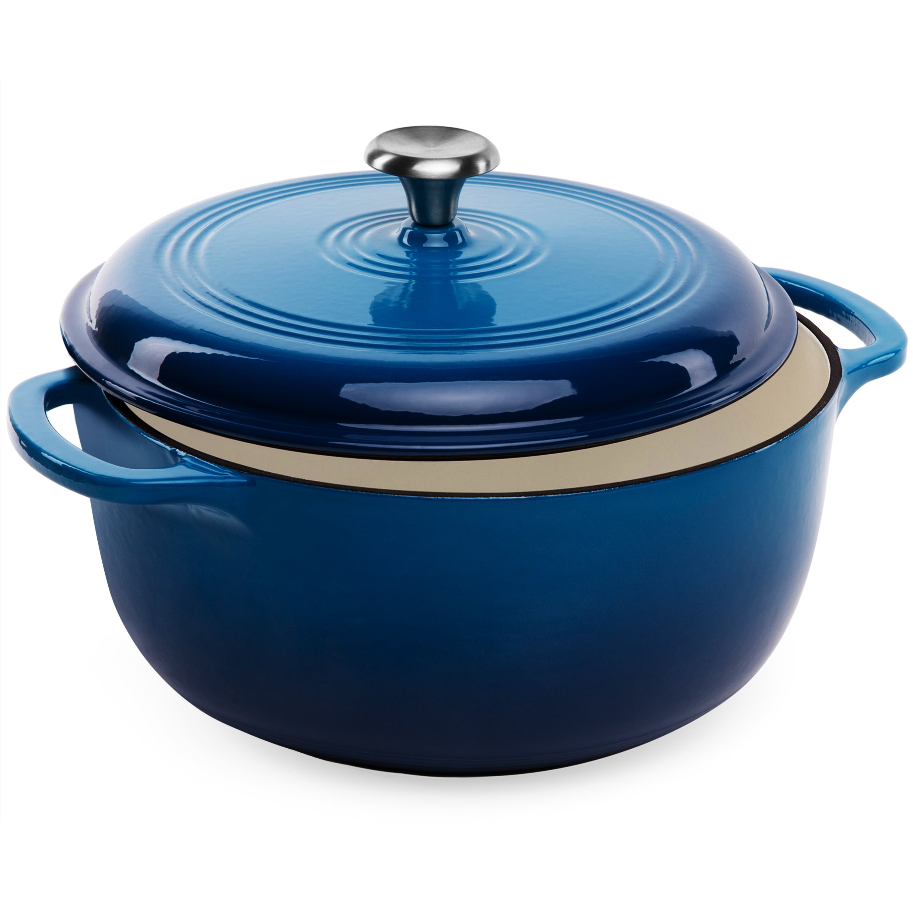 Best Choice Products 6 Quart Cast Iron Dutch Oven Heavy Duty Kitchenware w Enamel Side Handles Blue