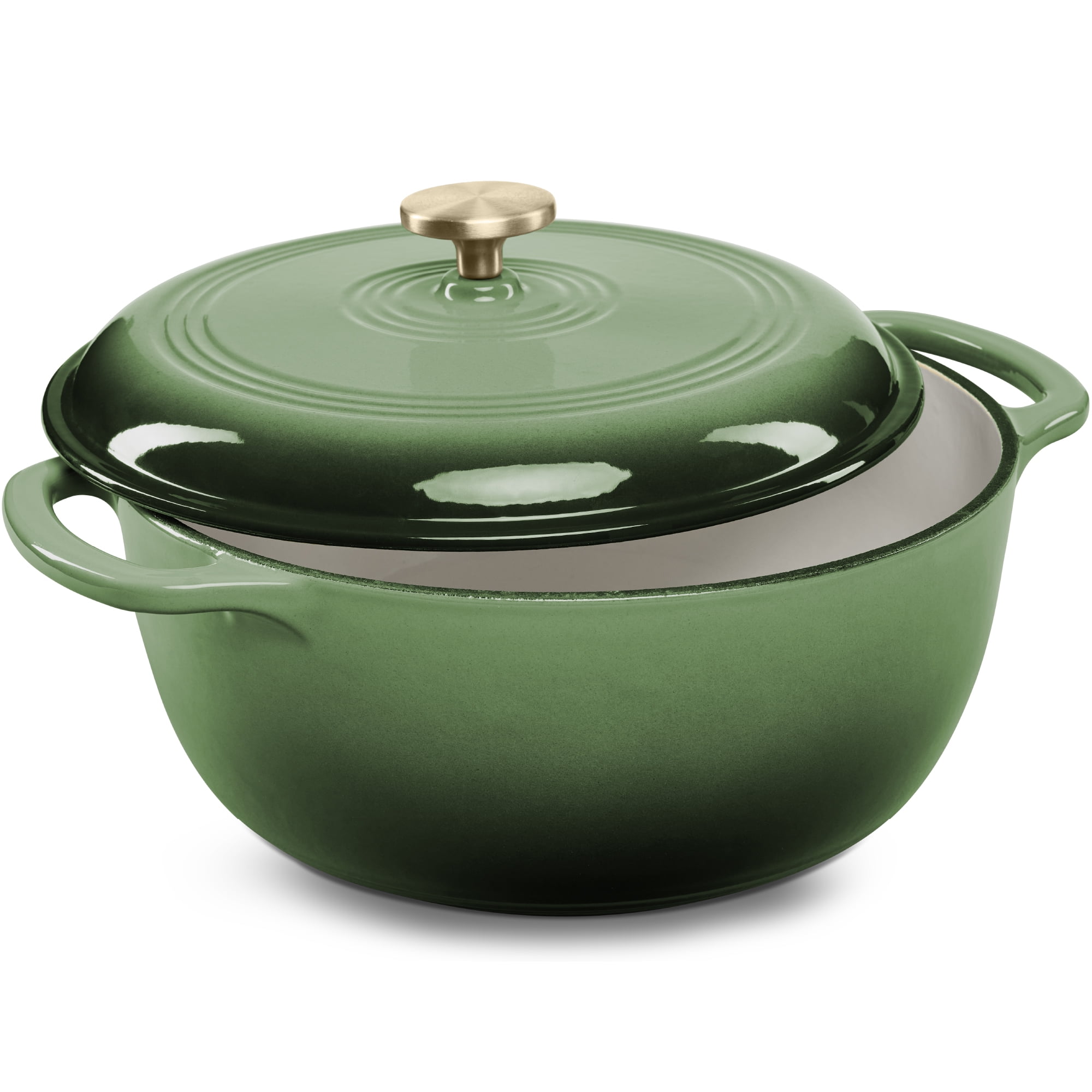 Best Choice Products 6 Quart Cast-Iron Dutch Oven, Heavy-Duty Kitchenware w/ Enamel, Side Handles - Deep Olive Green
