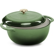 Best Choice Products 6 Quart Cast-Iron Dutch Oven, Heavy-Duty Kitchenware w/ Enamel, Side Handles - Deep Olive Green