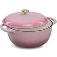 thumbnail image 1 of Best Choice Products 6 Quart Cast-Iron Dutch Oven, Heavy-Duty Kitchenware w/ Enamel, Side Handles - Pink Champagne, 1 of 7