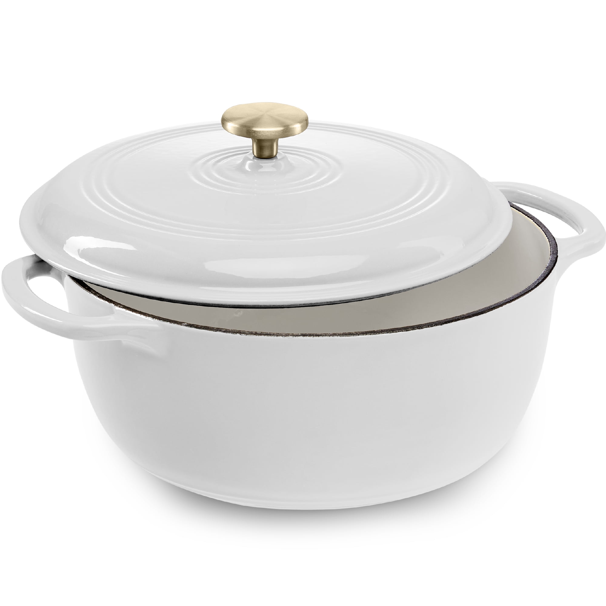 Best Choice Products 6 Quart Cast Iron Dutch Oven Heavy Duty Kitchenware w Enamel Side Handles Blue