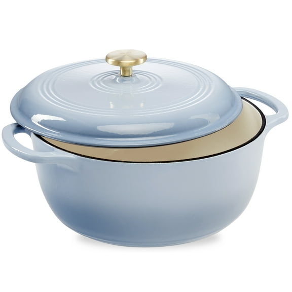 Best Choice Products 6 Quart Enamel Cast-Iron Dutch Oven, Heavy-Duty Cookware w/ Dual Handles, Lid - Cornflower Blue