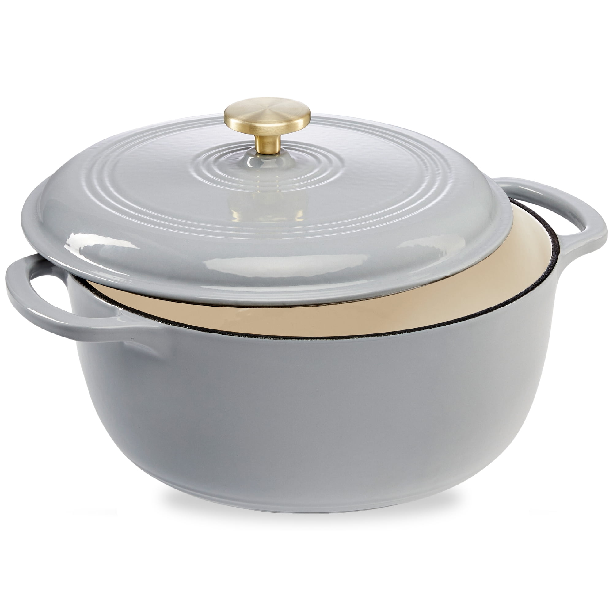 Best Choice Products 6 Quart Enamel Cast-Iron Dutch Oven, Heavy-Duty Cookware w/ Dual Handles, Lid - French Gray - Walmart.com