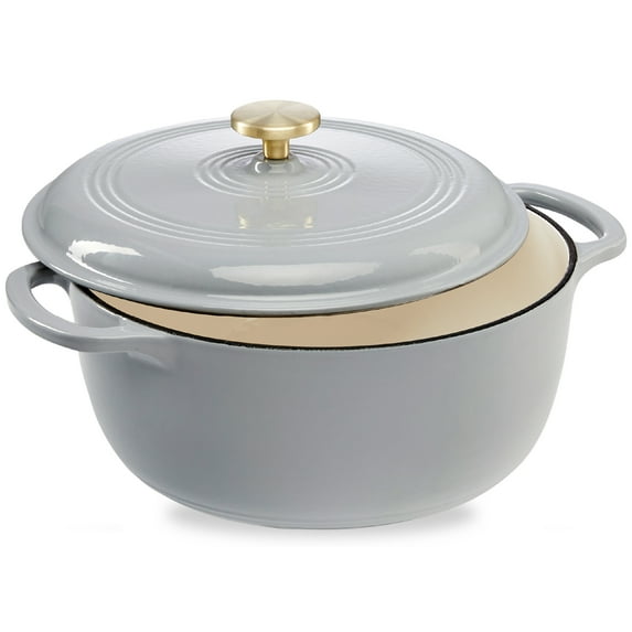 Best Choice Products 6 Quart Enamel Cast-Iron Dutch Oven, Heavy-Duty Cookware w/ Dual Handles, Lid - French Gray