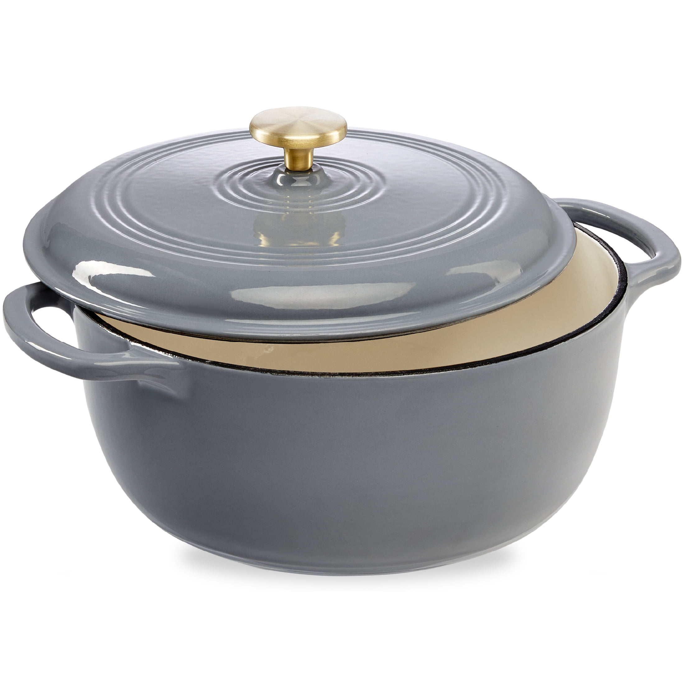 6 Quart Enameled Cast Iron Dutch Oven Pot with Lid — Round Enamel Coating,  Safe up to 500° F, Dual Side Handles, Ideal for Baking, Roasting and