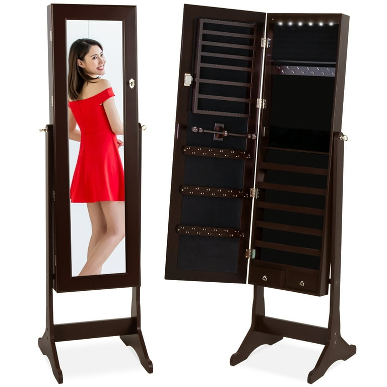 Best Choice Products 6 Tier Standing Mirror Lockable Storage