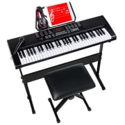 Best Choice Products 61-Key Beginners Electronic Keyboard Piano Set w/ LED, 3 Teaching Modes, H-Stand, Stool - Black
