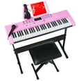 thumbnail image 1 of Best Choice Products 61-Key Beginners Electronic Keyboard Piano Set w/ LED, 3 Teaching Modes, H-Stand, Stool - Pink, 1 of 8