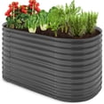 thumbnail image 1 of Best Choice Products 63in Oval Metal Raised Garden Bed, Customizable Outdoor Planter for Gardening, Plants - Dark Gray, 1 of 8