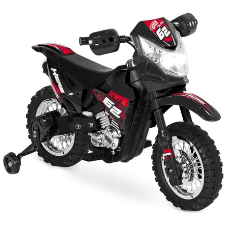 Best Choice Products 6V Kids Electric Battery Powered Ride On Motorcycle w/ Training Wheels, Lights, Music - Black
