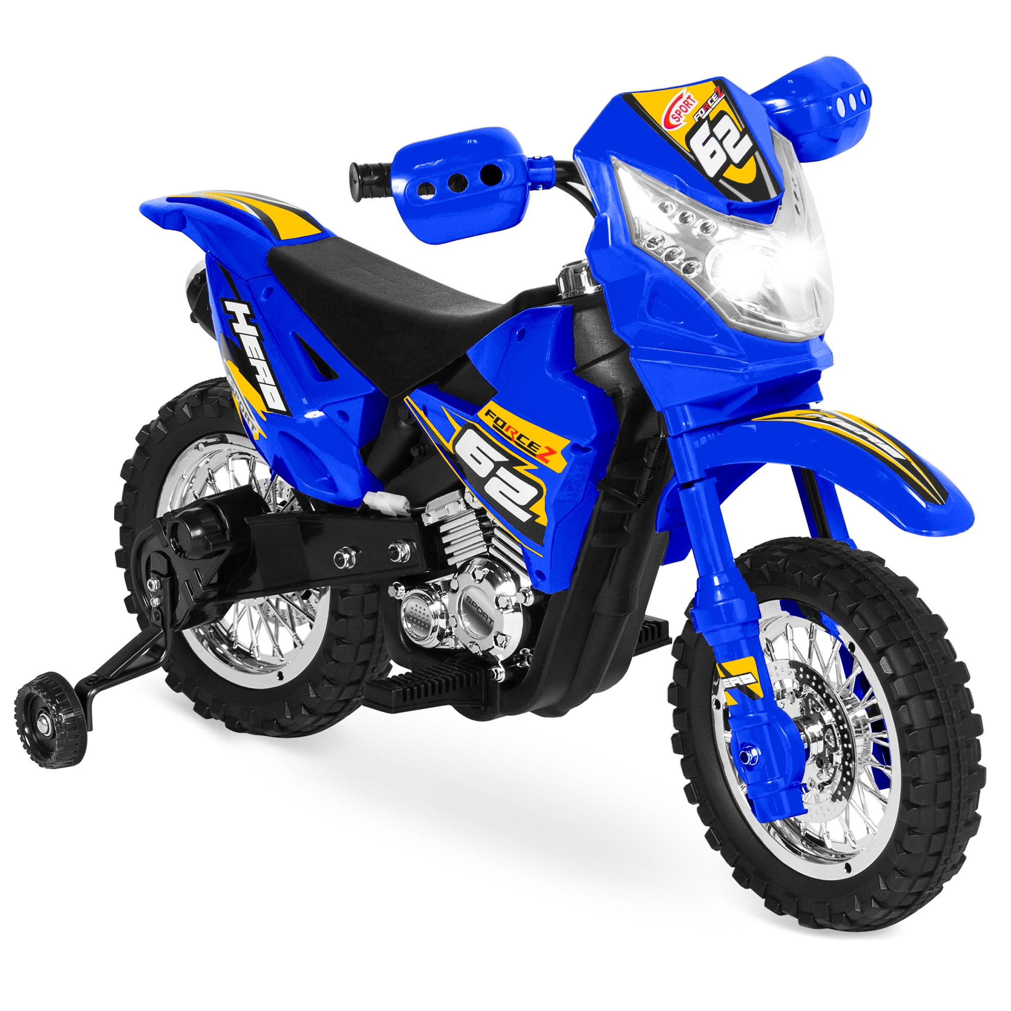Best Choice Products 6V Kids Electric Battery Powered Ride On Motorcycle w/ Training Wheels, Lights, Music - Blue