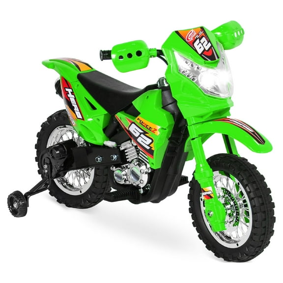 Best Choice Products 6V Kids Electric Battery Powered Ride On Motorcycle w/ Training Wheels, Lights, Music - Green