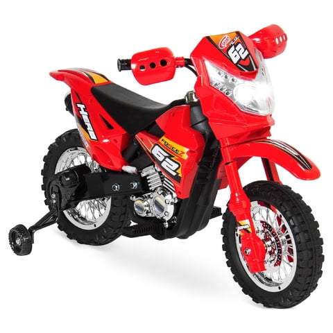 Best Choice Products 6V Kids Electric Battery Powered Ride On Motorcycle w/ Training Wheels, Lights, Music - Red