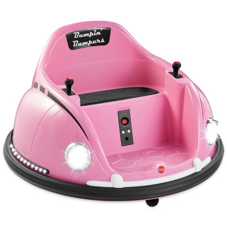 Best Choice Products 6V Kids Ride On Bumper Car Toy w/ Remote Control, Harness, Lights, 360 Degree Spin - Pink