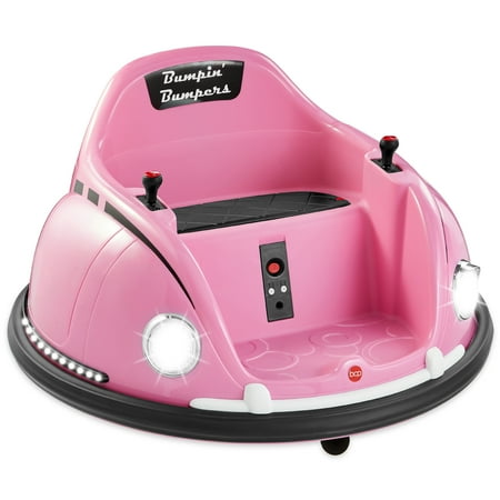 Best Choice Products 6V Kids Ride On Bumper Car Toy w/ Remote Control, Harness, Lights, 360 Degree Spin - Pink