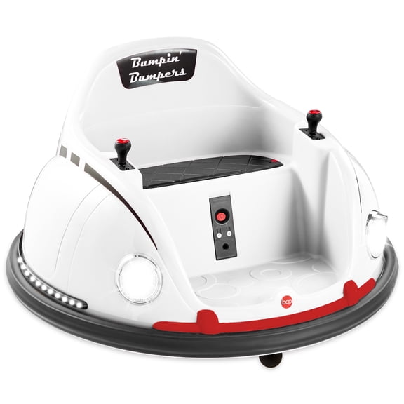 Best Choice Products 6V Kids Ride On Bumper Car Toy w/ Remote Control, Harness, Lights, 360 Degree Spin - White
