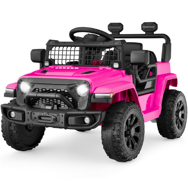 Best Choice Products 6V Kids Ride-On Truck Car w/ Parent Remote Control, 4-Wheel Suspension, LED Lights - Hot Pink