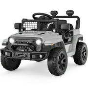 Best Choice Products 6V Kids Ride-On Truck Car w/ Parent Remote Control, 4-Wheel Suspension, LED Lights - Light Gray