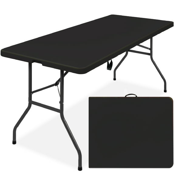 Best Choice Products 6ft Plastic Folding Table, Indoor Outdoor Heavy Duty Portable w/ Handle, Lock - Black