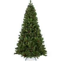 Best Choice Products 6ft Pre-Decorated Holiday Christmas Pine Tree w/1,000 Branch Tips, Metal Base Green