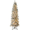 thumbnail image 1 of Best Choice Products 6ft Pre-Lit Artificial Snow Flocked Pencil Christmas Tree Holiday Decoration w/ 250 Lights, 1 of 9