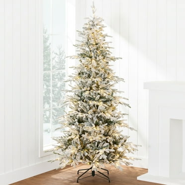 Best Choice Products 6ft Pre-Lit Flocked Artificial Aspen Noble Fir Christmas Tree w/ 1,350 Branch Tips, 300 LED Lights