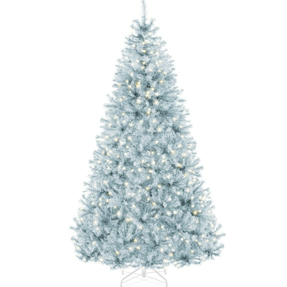 Best Choice Products 6ft Pre-Lit Ice Blue Christmas Tree, Artificial Holiday Decoration w/ 250 Lights