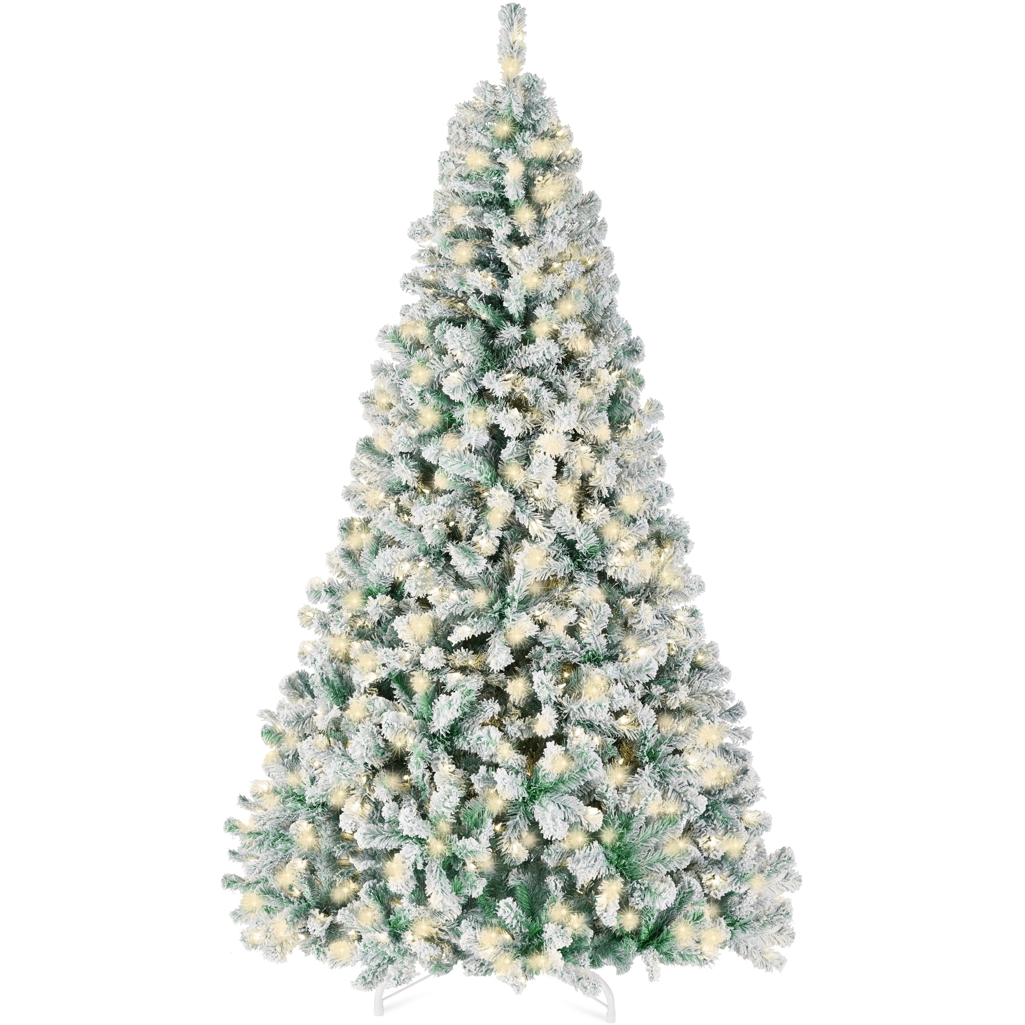 6ft White Flocked Fir Christmas Tree with Warm Lights