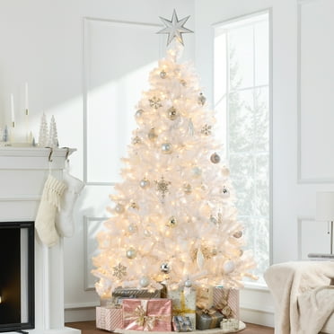 Best Choice Products 6ft Prelit Artificial Tinsel Christmas Tree Festive Holiday Decoration w/ 1,000 Tips - White