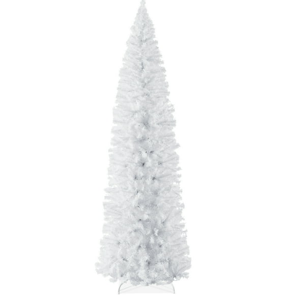 Best Choice Products 6ft White Artificial Holiday Christmas Pencil Tree w/ 608 Tips, Metal Base