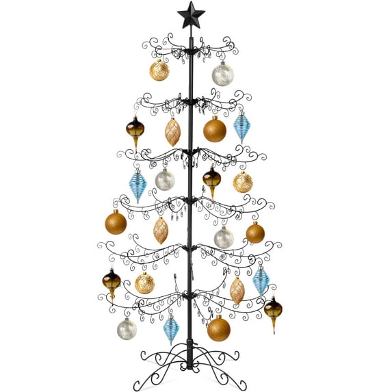 Best Choice Products 6ft Wrought Iron Ornament Display Christmas Tree w/ Easy Assembly, Stand - Black