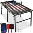 thumbnail image 1 of Best Choice Products 6x3ft Portable Ping Pong Table Game Set, Folding Table Tennis w/ 2 Paddles, Balls - American Flag, 1 of 7