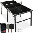 thumbnail image 1 of Best Choice Products 6x3ft Portable Ping Pong Table Game Set, Folding Table Tennis w/ 2 Paddles, Balls - Black, 1 of 7