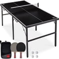 thumbnail image 1 of Best Choice Products 6x3ft Portable Ping Pong Table Game Set, Folding Table Tennis w/ 2 Paddles, Balls - Black, 1 of 8
