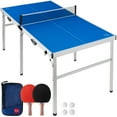 thumbnail image 1 of Best Choice Products 6x3ft Portable Ping Pong Table Game Set, Folding Table Tennis w/ 2 Paddles, Balls - Blue, 1 of 8