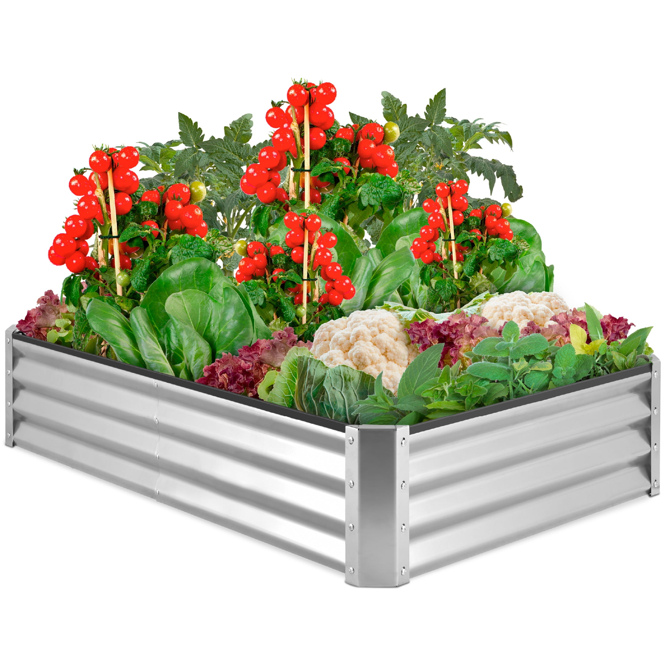 Silver Outdoor Steel Raised Garden Bed Planter Box