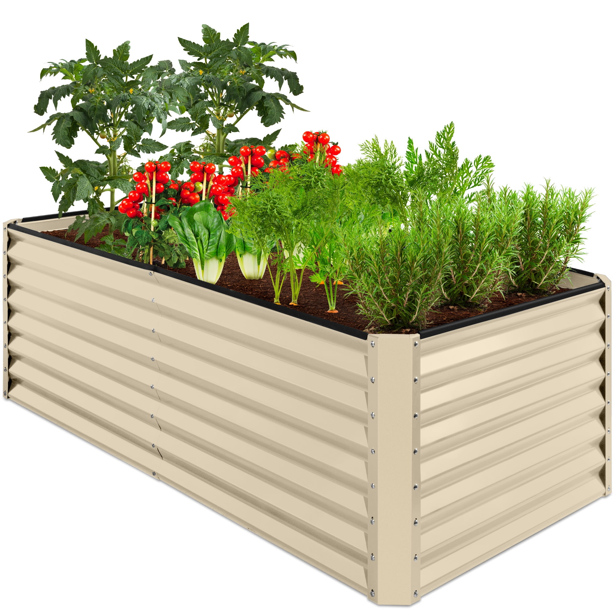 Best Choice Products 6x3x2ft Outdoor Metal Raised Garden Bed for Vegetables Flowers Herbs - Beige