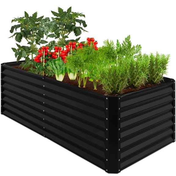 Best Choice Products 6x3x2ft Outdoor Metal Raised Garden Bed for Vegetables Flowers Herbs - Black