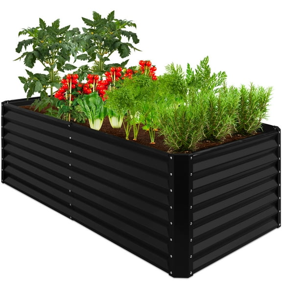 Best Choice Products 6x3x2ft Outdoor Metal Raised Garden Bed, Planter Box for Vegetables, Flowers, Herbs - Black