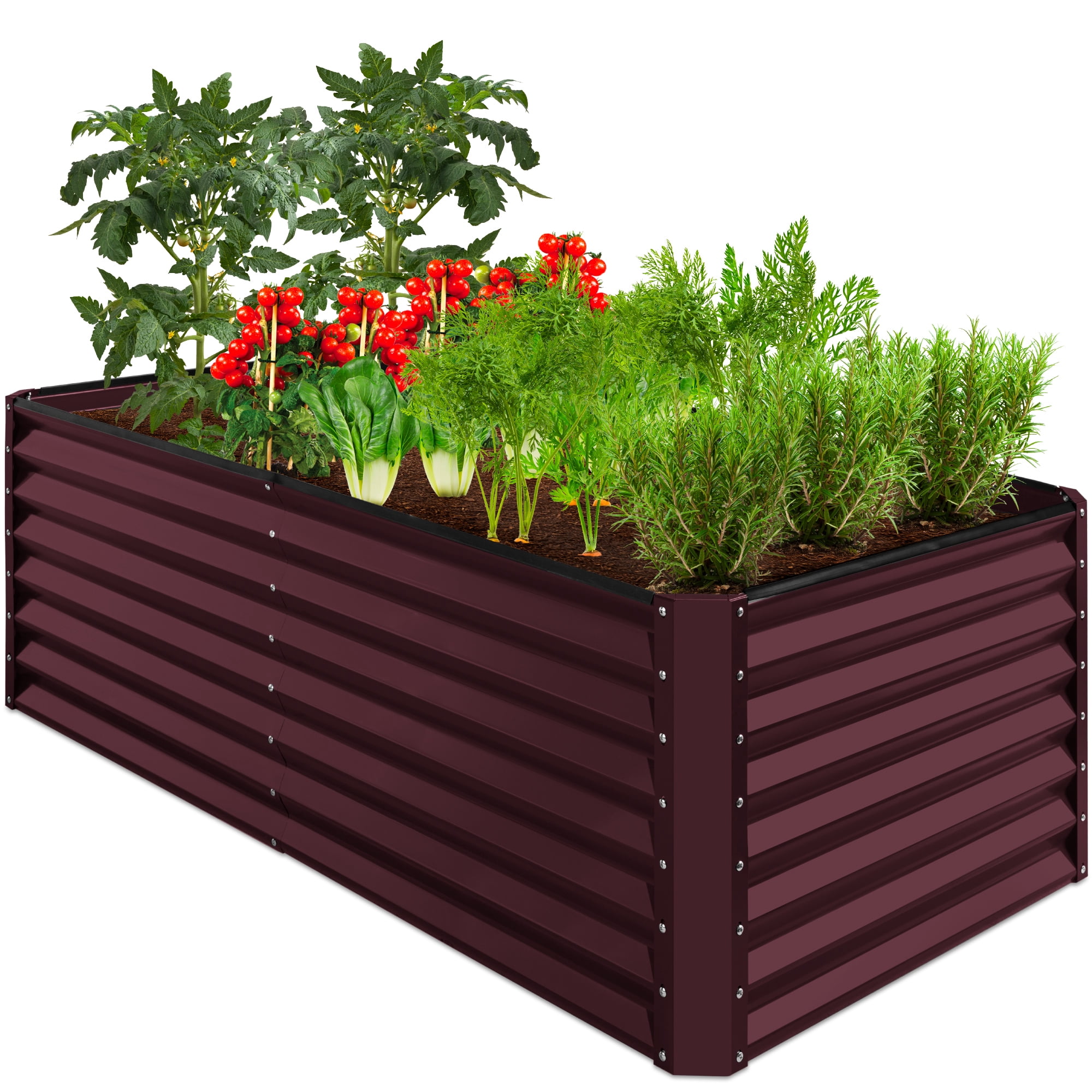 Best Choice Products 6x3x2ft Outdoor Metal Raised Garden Bed for Vegetables Flowers Herbs - Burgundy