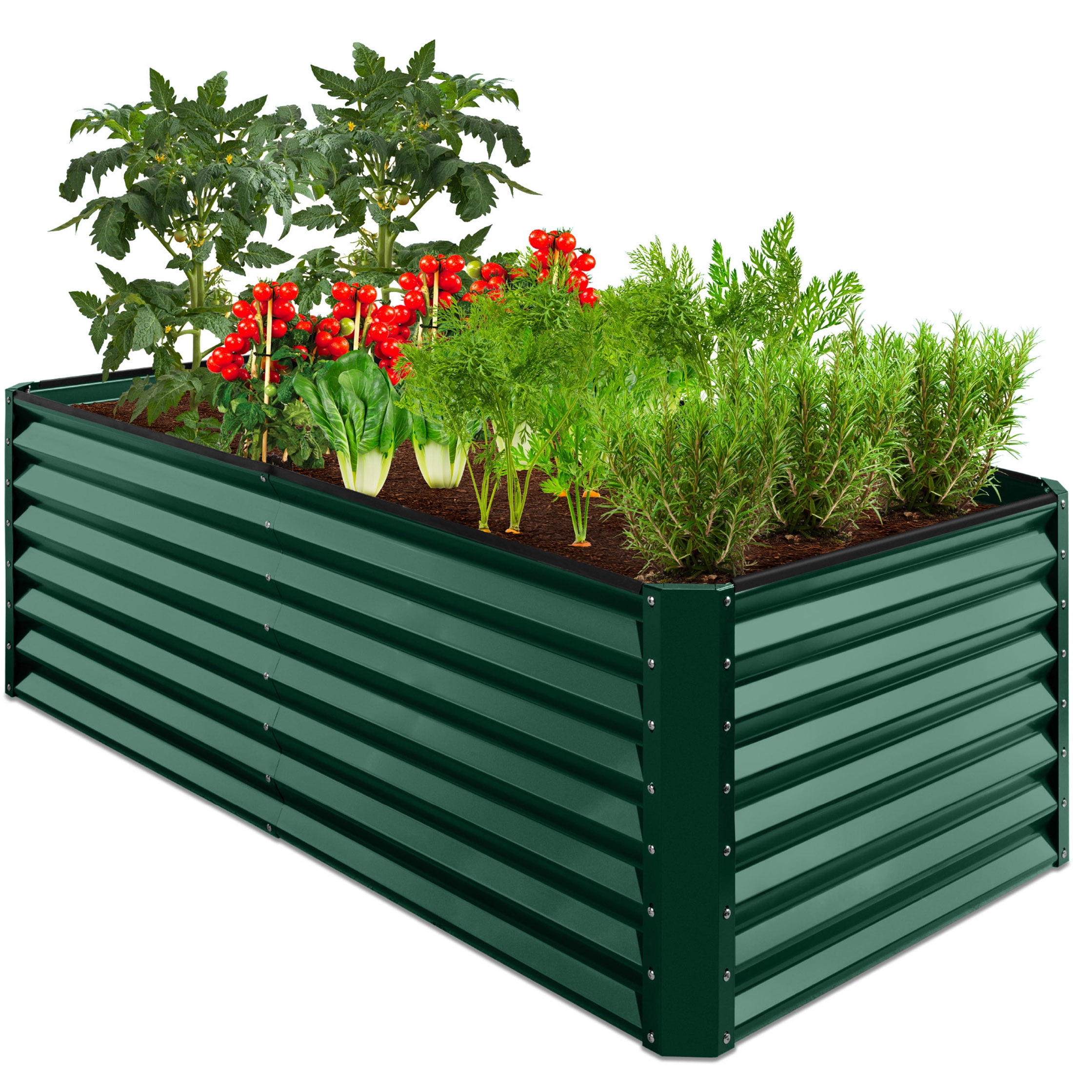 Dark Green 6x3x2ft Metal Raised Garden Bed Planter Box
