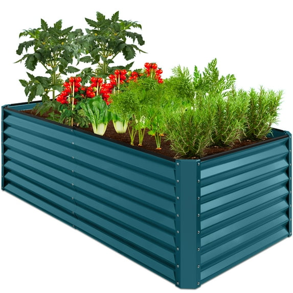 Best Choice Products 6x3x2ft Outdoor Metal Raised Garden Bed, Planter Box for Vegetables, Flowers, Herbs - Peacock Blue
