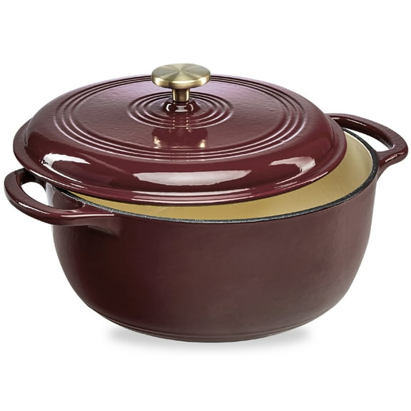 Best Choice Products 7.5 Quart Enamel Cast-Iron Dutch Oven, Heavy-Duty Cookware w/ Dual Handles, Lid - Cabernet Red