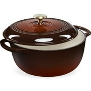 Best Choice Products 7.5 Quart Enamel Cast-Iron Dutch Oven, Heavy-Duty Cookware w/ Dual Handles, Lid - Chocolate Ganache
