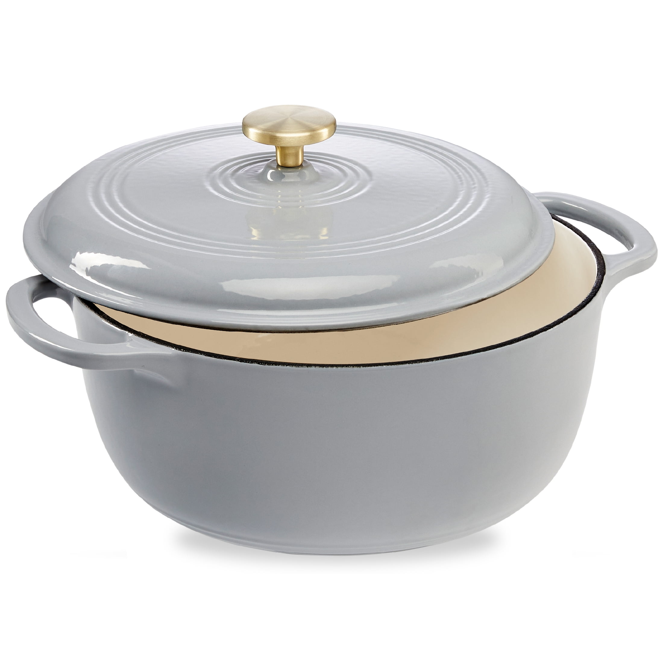 Light Gray 7.5 Quart Enameled Cast Iron Dutch Oven with Lid